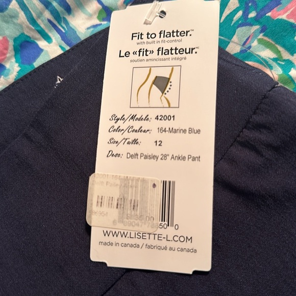 Lisette of Montreal Fit To Flatter Navy Blue Ankle Pant. - Picture 3 of 3